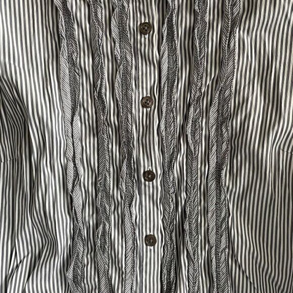 Max VOLMARY Diamonds And Pearls Striped Button Front Shirt Blue White 14 - Picture 3 of 11